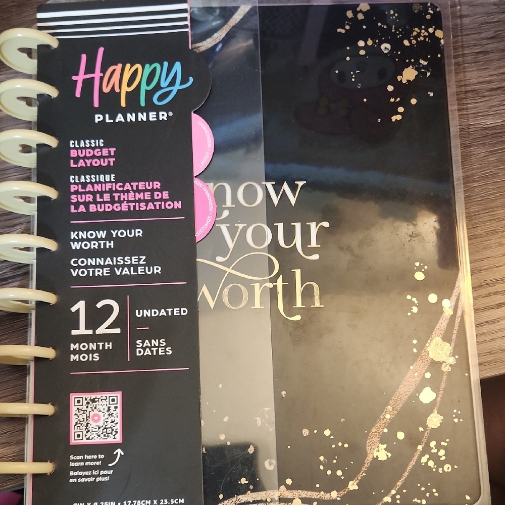 Happy Planner Black and Gold 'Know Your Worth' Undated Planner